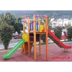 Σύνθετο όργανο παιδικής χαράς ΑΡΗΣ με 2 τσουλήθρες και αναρριχήσεις